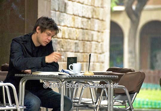 young man in cafe graphic
